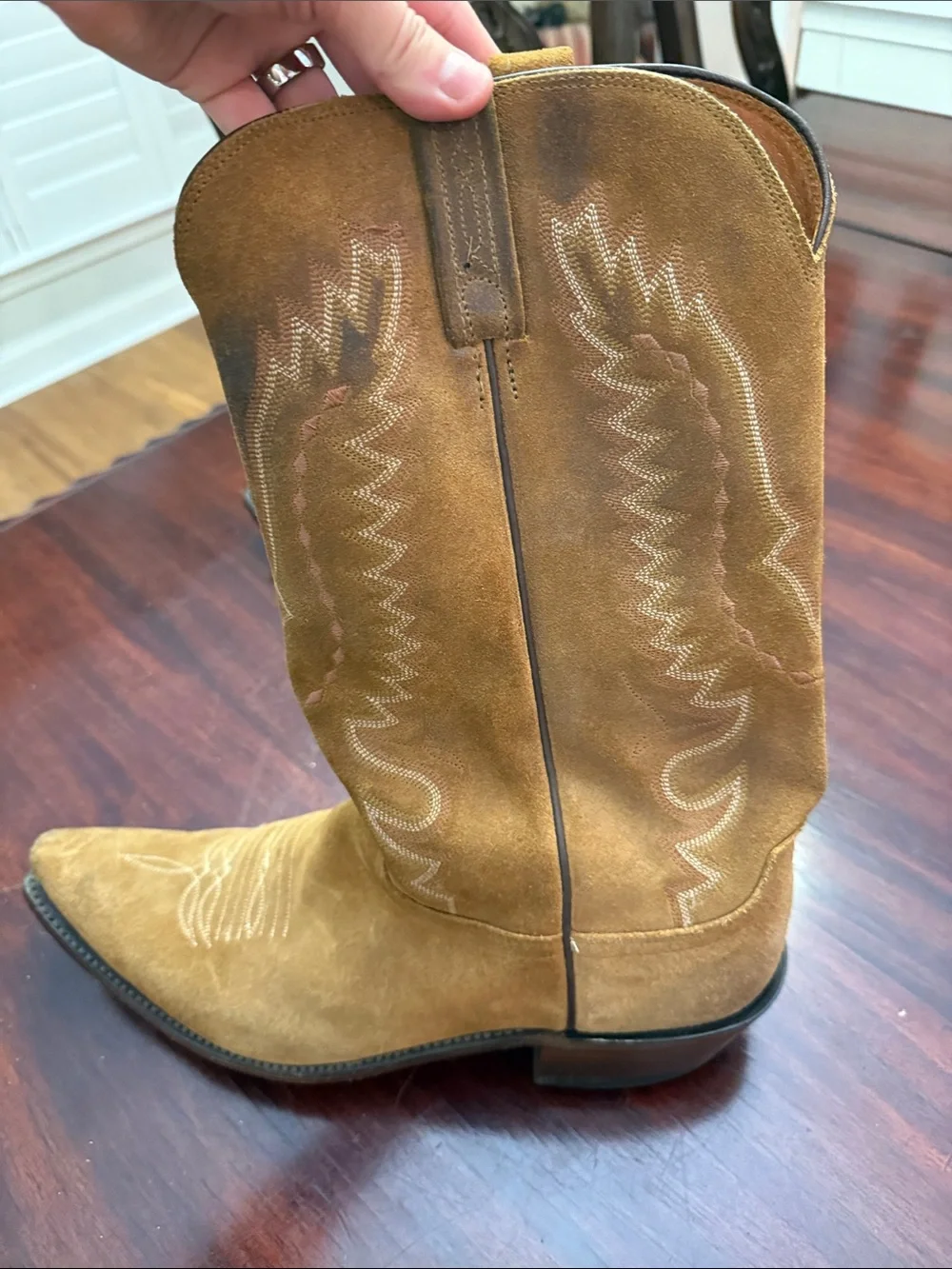 Lucchese Tan Suede Western Boots